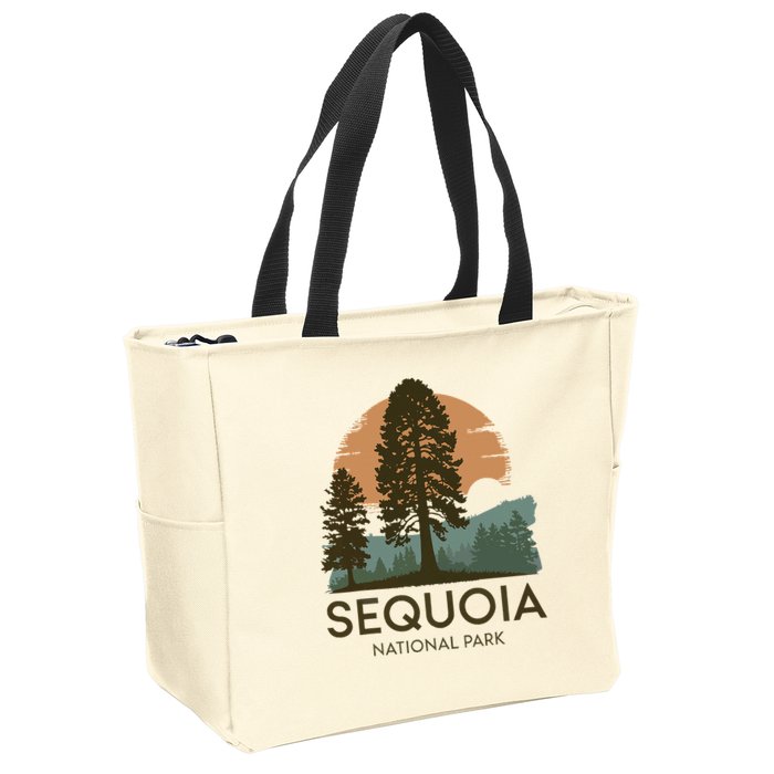 Retro Sequoia National Park Novelty Vacation Tree Minimalist Zip Tote Bag