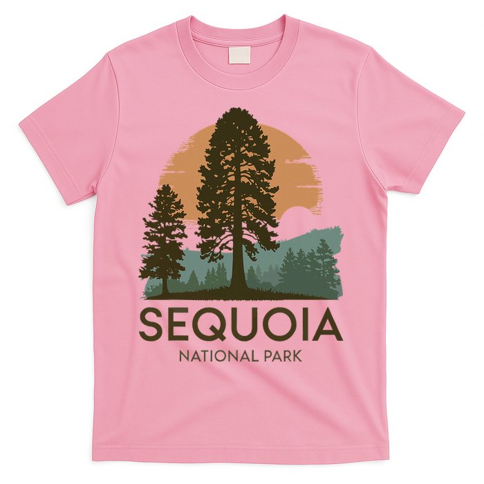 Retro Sequoia National Park Novelty Vacation Tree Minimalist T-Shirt