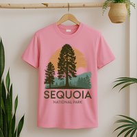 Retro Sequoia National Park Novelty Vacation Tree Minimalist T-Shirt