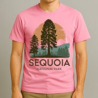 Retro Sequoia National Park Novelty Vacation Tree Minimalist T-Shirt