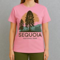 Retro Sequoia National Park Novelty Vacation Tree Minimalist T-Shirt
