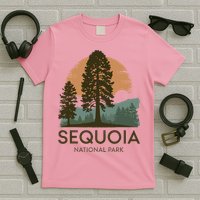 Retro Sequoia National Park Novelty Vacation Tree Minimalist T-Shirt