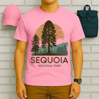 Retro Sequoia National Park Novelty Vacation Tree Minimalist T-Shirt