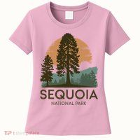 Retro Sequoia National Park Novelty Vacation Tree Minimalist Womens T-Shirt