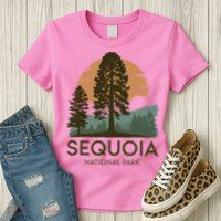 Retro Sequoia National Park Novelty Vacation Tree Minimalist Womens T-Shirt