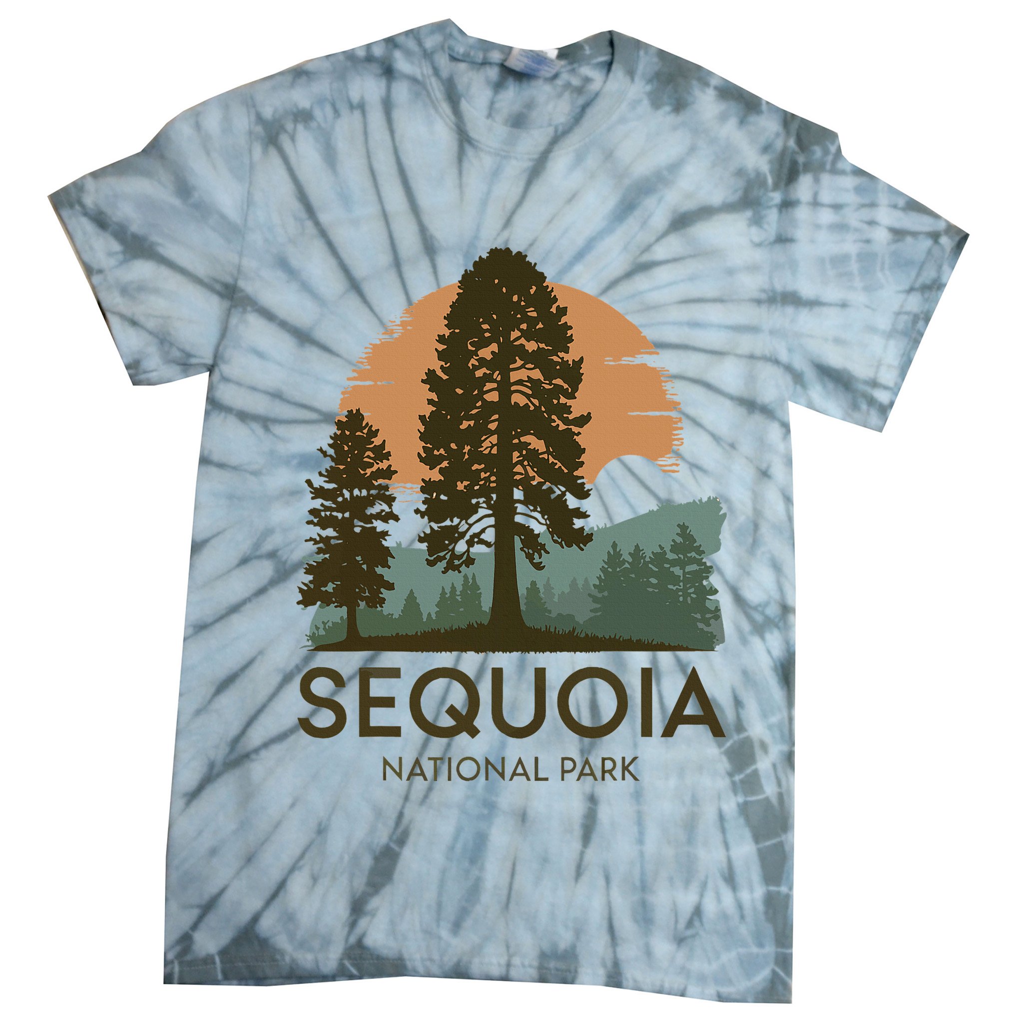 Retro Sequoia National Park Novelty Vacation Tree Minimalist Tie-Dye T-Shirt