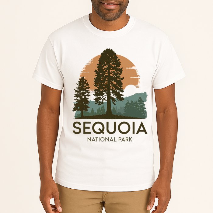 Retro Sequoia National Park Novelty Vacation Tree Minimalist Tall T-Shirt