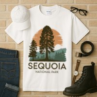 Retro Sequoia National Park Novelty Vacation Tree Minimalist Tall T-Shirt