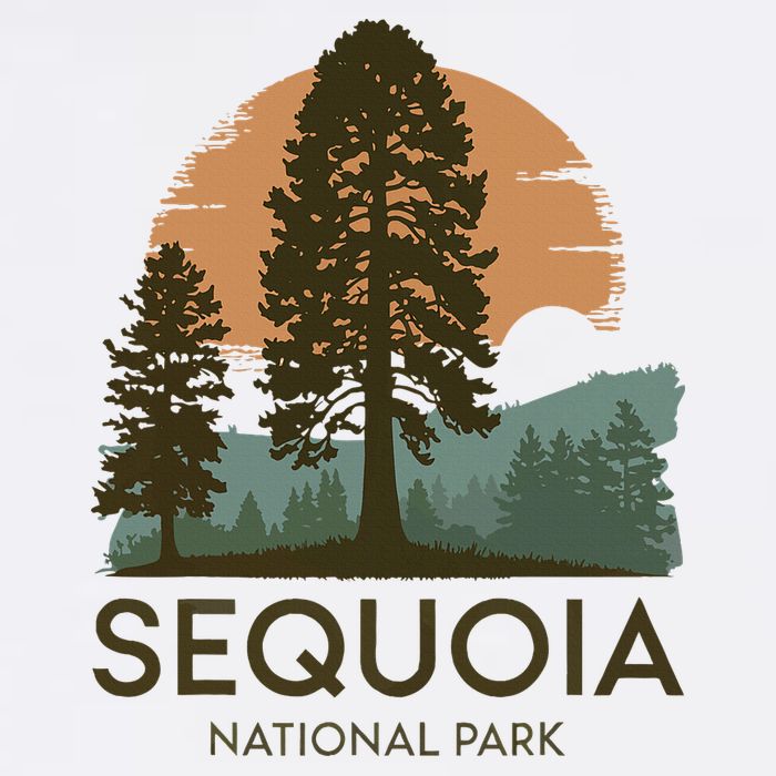 Retro Sequoia National Park Novelty Vacation Tree Minimalist Tall T-Shirt