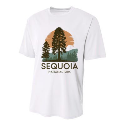 Retro Sequoia National Park Novelty Vacation Tree Minimalist Youth Performance Sprint T-Shirt