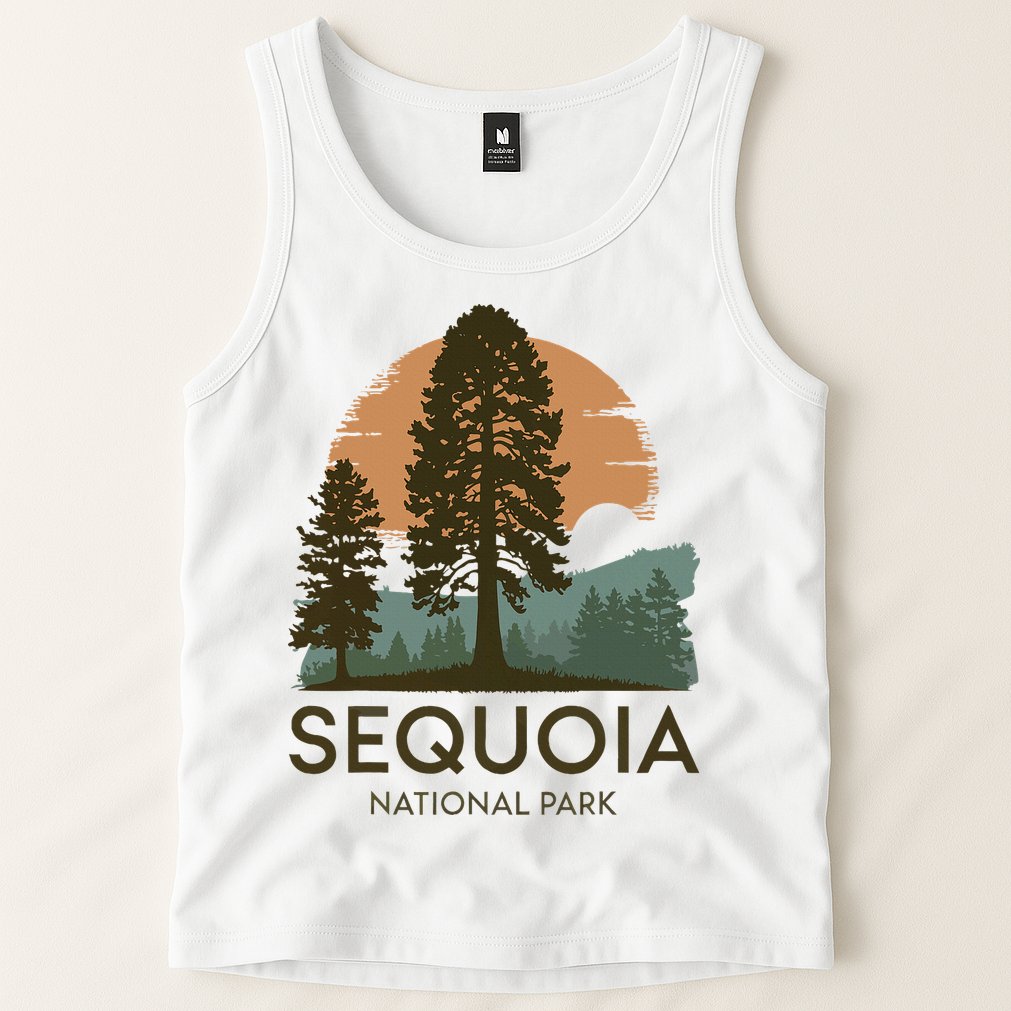 Retro Sequoia National Park Novelty Vacation Tree Minimalist Tank Top