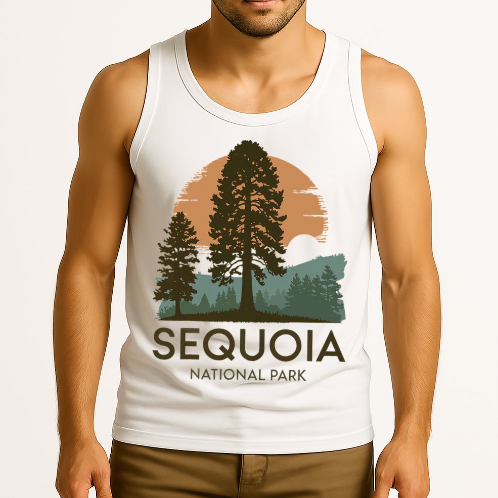 Retro Sequoia National Park Novelty Vacation Tree Minimalist Tank Top