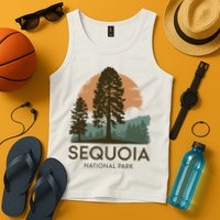Retro Sequoia National Park Novelty Vacation Tree Minimalist Tank Top
