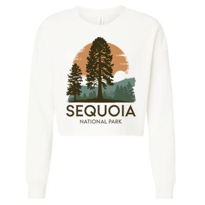 Retro Sequoia National Park Novelty Vacation Tree Minimalist Cropped Pullover Crew