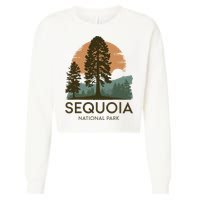 Retro Sequoia National Park Novelty Vacation Tree Minimalist Cropped Pullover Crew