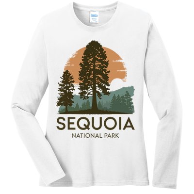 Retro Sequoia National Park Novelty Vacation Tree Minimalist Ladies Long Sleeve Shirt
