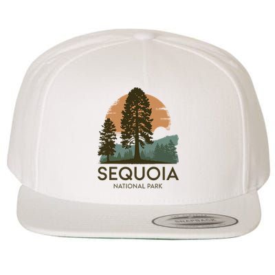 Retro Sequoia National Park Novelty Vacation Tree Minimalist Wool Snapback Cap