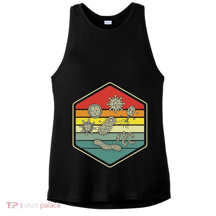 Retro Science Nerd Gift Microbiology Bacteria Biology Ladies PosiCharge Tri-Blend Wicking Tank
