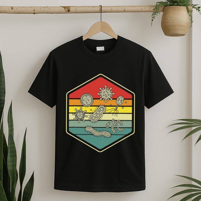 Retro Science Nerd Gift Microbiology Bacteria Biology T-Shirt