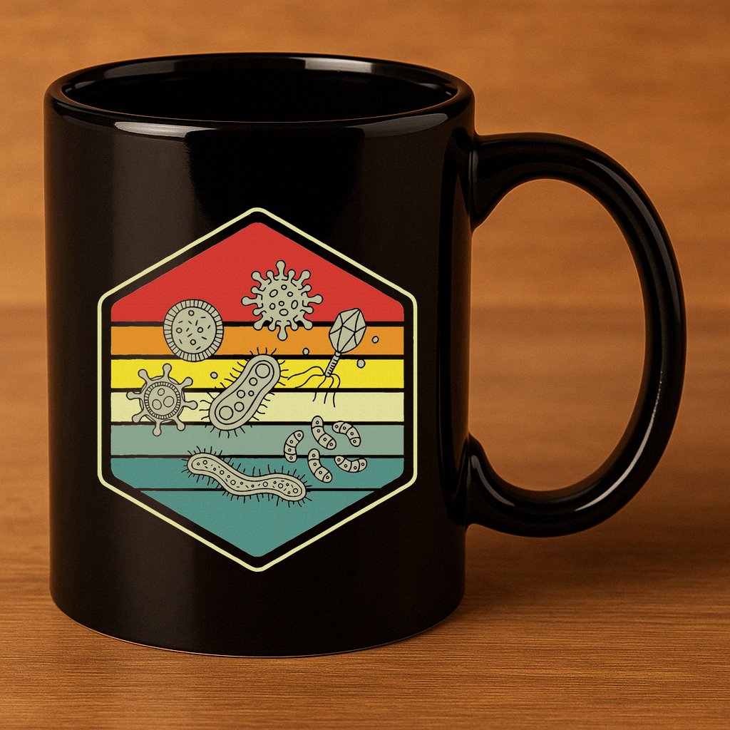 Retro Science Nerd Gift Microbiology Bacteria Biology 11oz C Handle Ceramic Mug