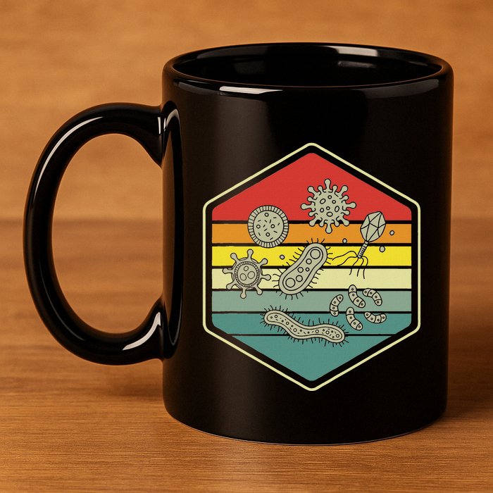 Retro Science Nerd Gift Microbiology Bacteria Biology 11oz C Handle Ceramic Mug
