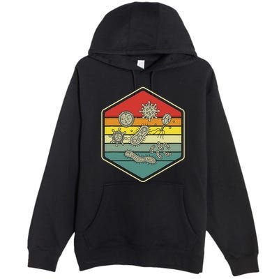 Retro Science Nerd Gift Microbiology Bacteria Biology Premium Pullover Hoodie