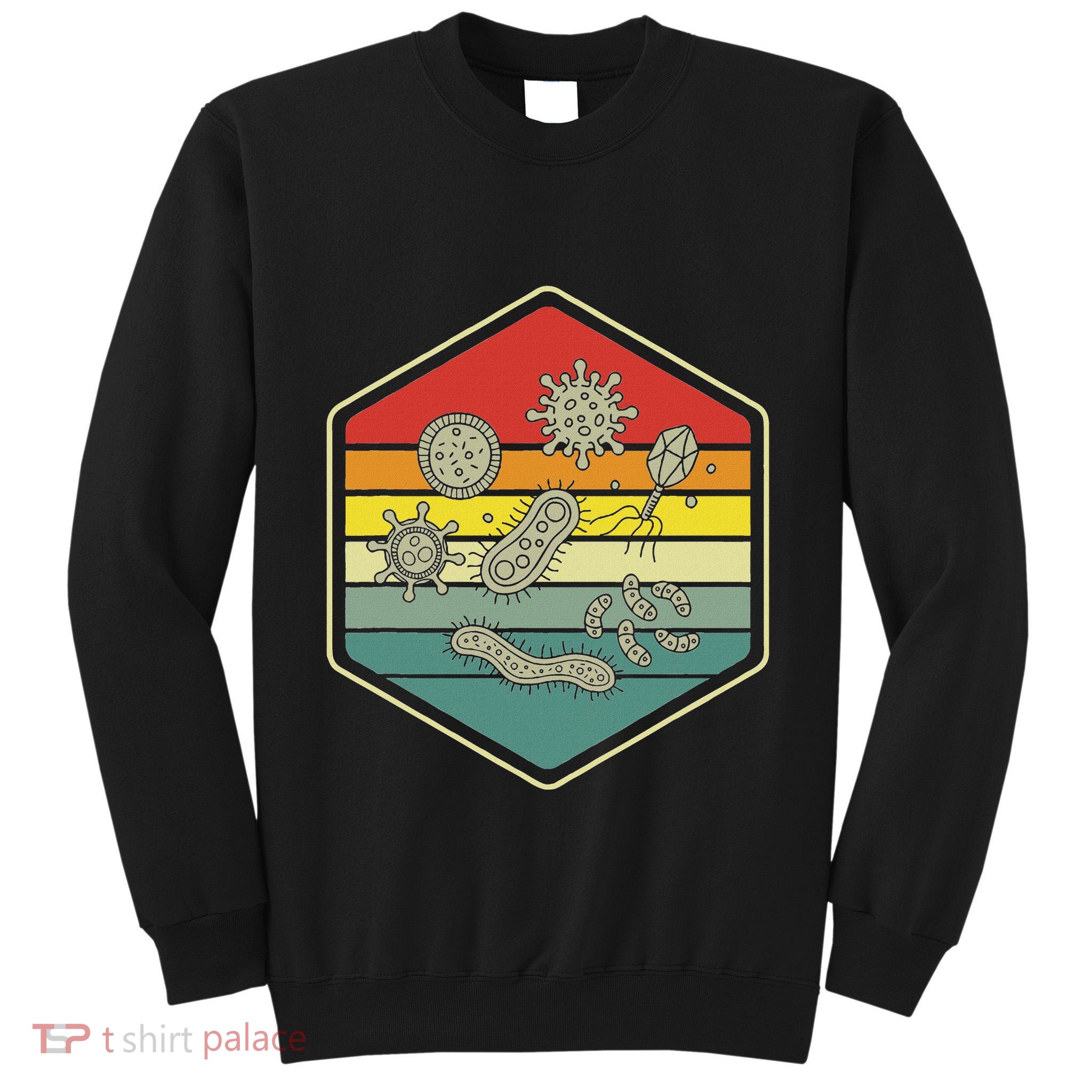 Retro Science Nerd Gift Microbiology Bacteria Biology Tall Sweatshirt