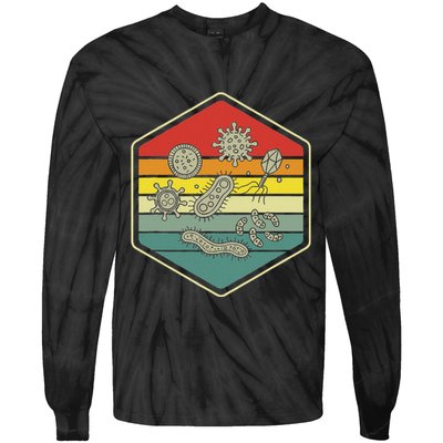 Retro Science Nerd Gift Microbiology Bacteria Biology Tie-Dye Long Sleeve Shirt