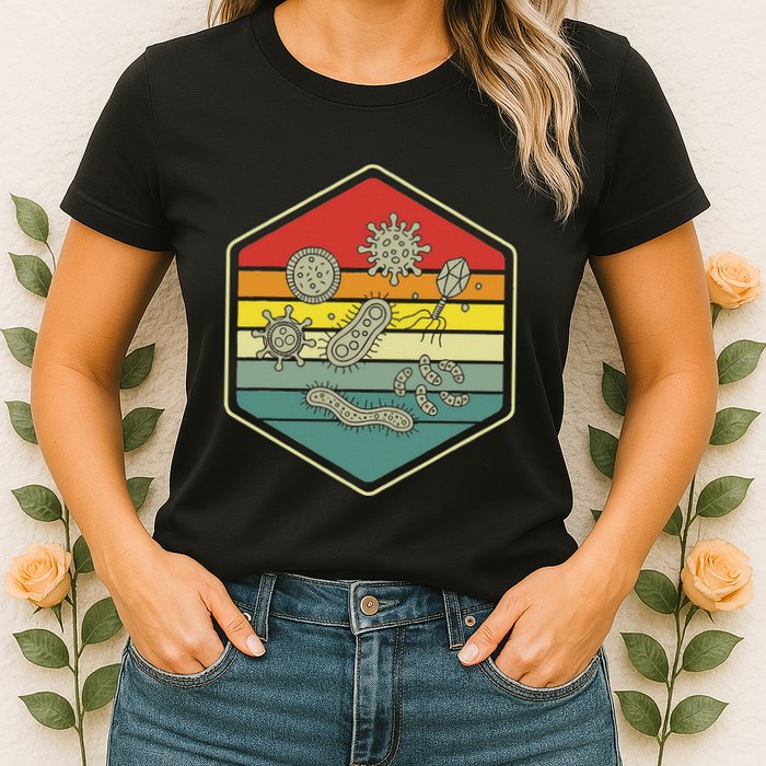 Retro Science Nerd Gift Microbiology Bacteria Biology Womens T-Shirt