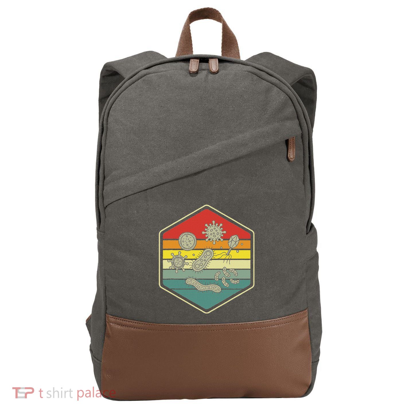 Retro Science Nerd Gift Microbiology Bacteria Biology Cotton Canvas Backpack