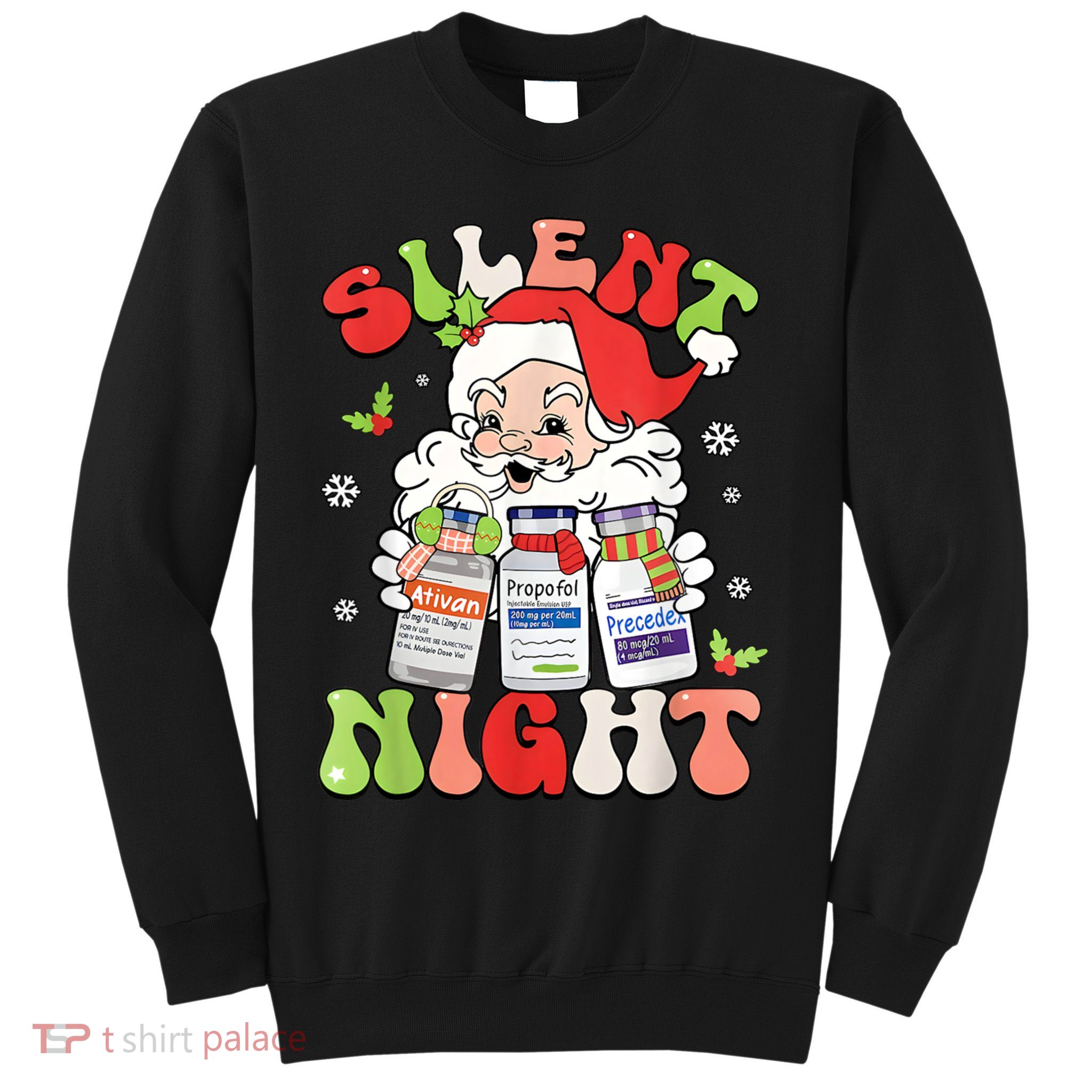Retro Silent Night Icu Nurse Christmas Intensive Care Unit Sweatshirt