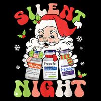 Retro Silent Night Icu Nurse Christmas Intensive Care Unit Drawstring Bag