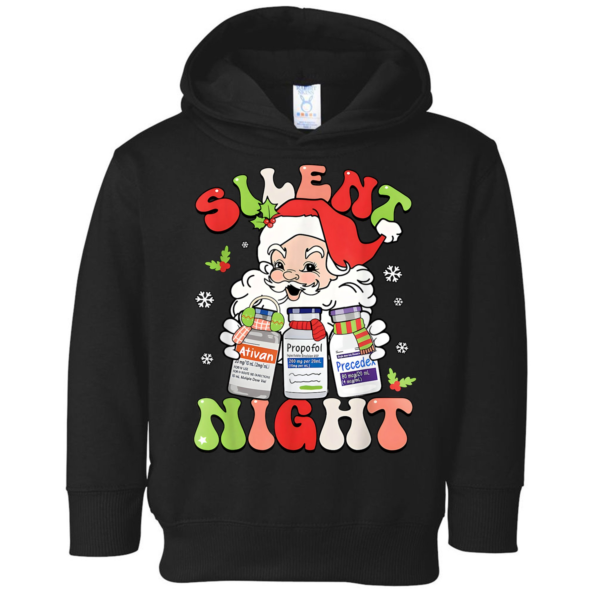 Retro Silent Night Icu Nurse Christmas Intensive Care Unit Toddler Hoodie