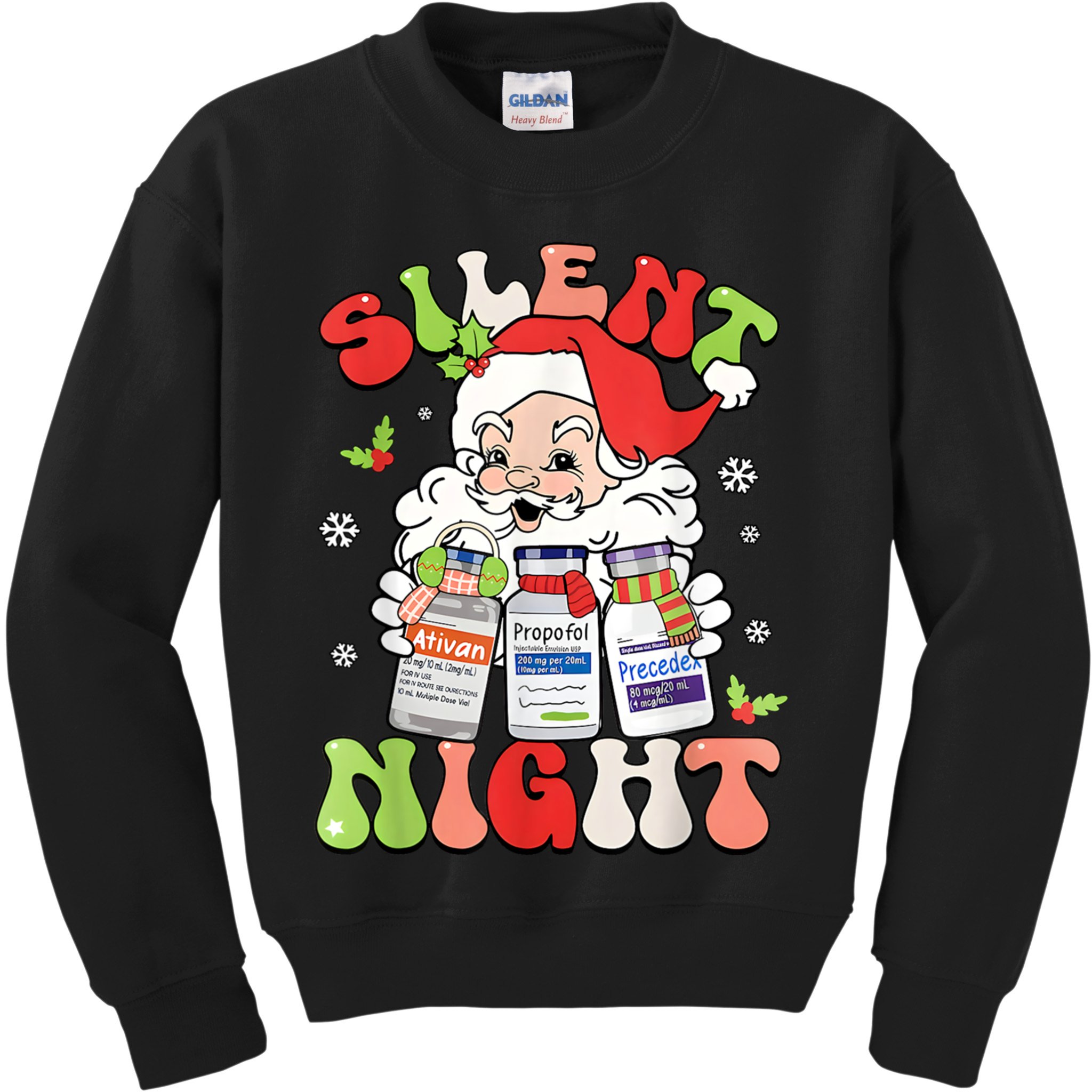 Retro Silent Night Icu Nurse Christmas Intensive Care Unit Kids Sweatshirt