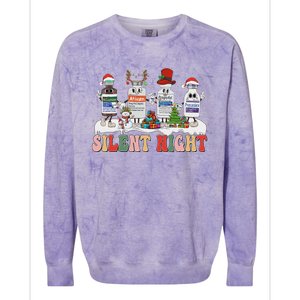 Retro Silent Night Icu Nurse Christmas Colorblast Crewneck Sweatshirt