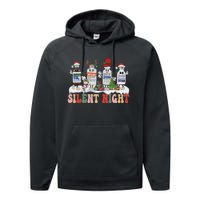 Retro Silent Night Icu Nurse Christmas Performance Fleece Hoodie