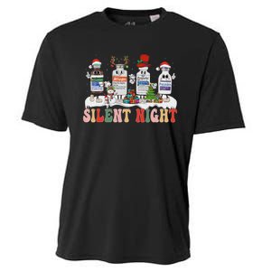 Retro Silent Night Icu Nurse Christmas Cooling Performance Crew T-Shirt