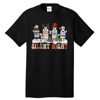 Retro Silent Night Icu Nurse Christmas Tall T-Shirt