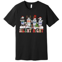 Retro Silent Night Icu Nurse Christmas Premium T-Shirt