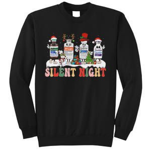 Retro Silent Night Icu Nurse Christmas Tall Sweatshirt