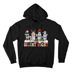 Retro Silent Night Icu Nurse Christmas Tall Hoodie