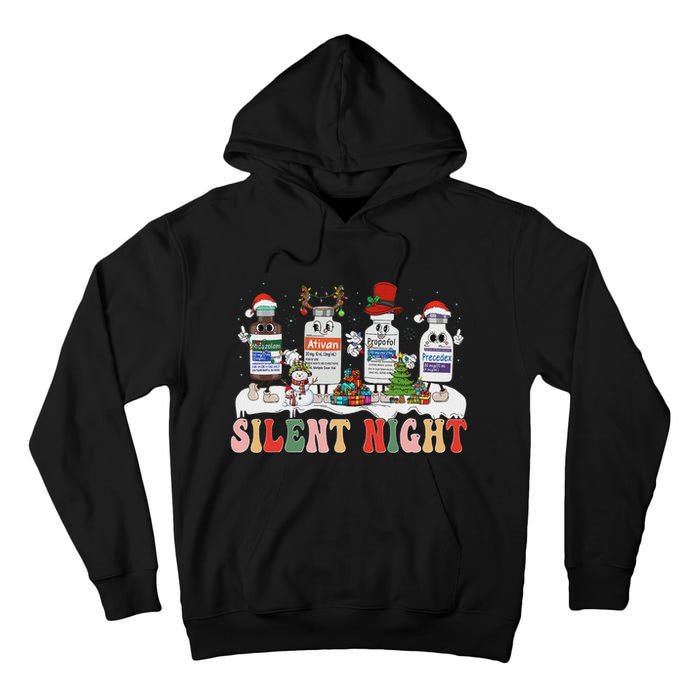 Retro Silent Night Icu Nurse Christmas Tall Hoodie