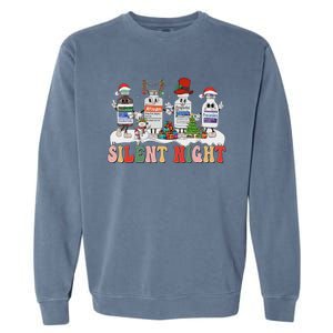 Retro Silent Night Icu Nurse Christmas Garment-Dyed Sweatshirt