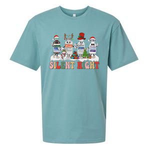 Retro Silent Night Icu Nurse Christmas Sueded Cloud Jersey T-Shirt