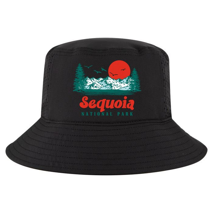 Retro Sequoia National Park Mountain Trees And Sun Graphic Gift Cool Comfort Performance Bucket Hat