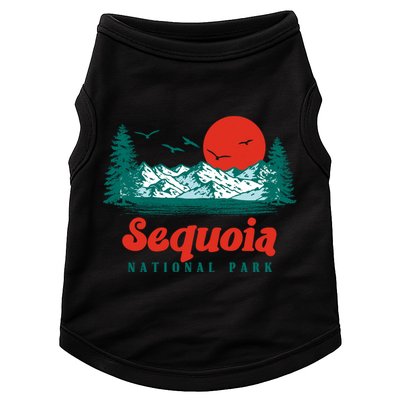 Retro Sequoia National Park Mountain Trees And Sun Graphic Gift Doggie Tank