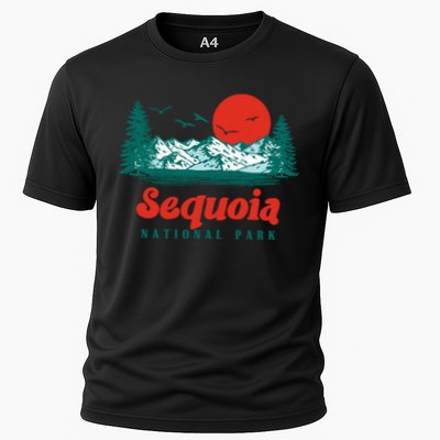 Retro Sequoia National Park Mountain Trees And Sun Graphic Gift Performance Shirt