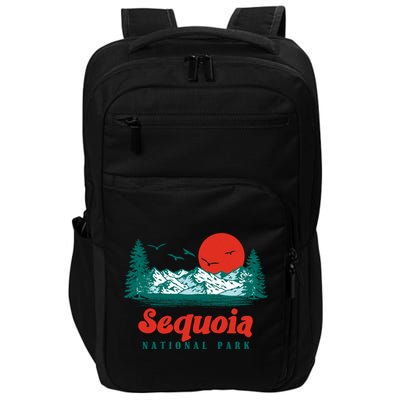 Retro Sequoia National Park Mountain Trees And Sun Graphic Gift Impact Tech Backpack