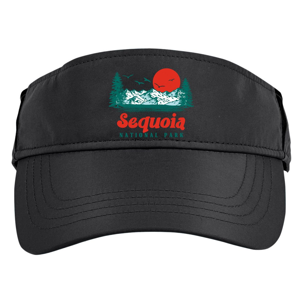 Retro Sequoia National Park Mountain Trees And Sun Graphic Gift Adult Drive Performance Visor