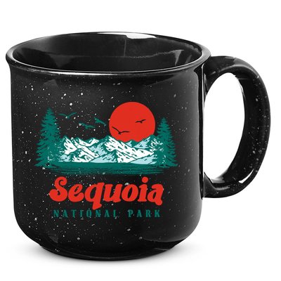 Retro Sequoia National Park Mountain Trees And Sun Graphic Gift 15oz Campfire Ceramic Mug